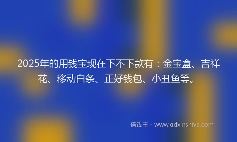 2025年的用钱宝现在下不下款有：金宝盒、吉祥花、移动白条、正好钱包、小丑鱼等。