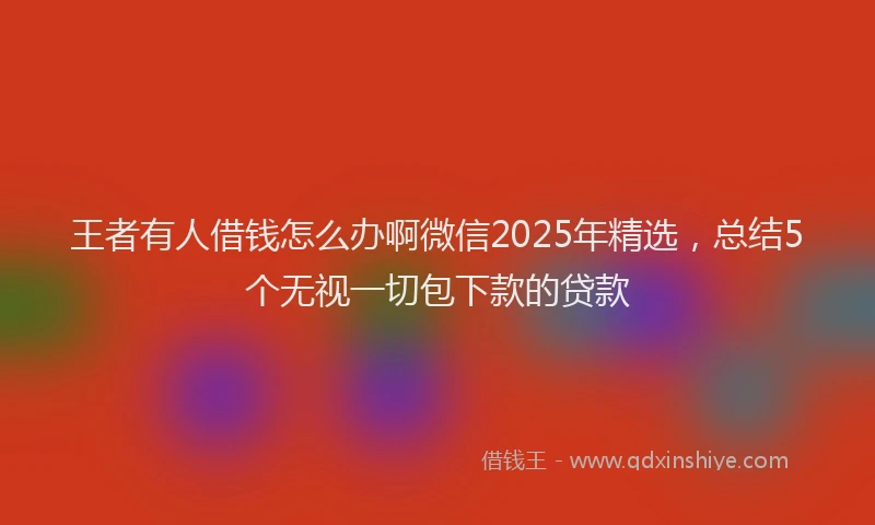 王者有人借钱怎么办啊微信2025年精选，总结5个无视一切包下款的贷款