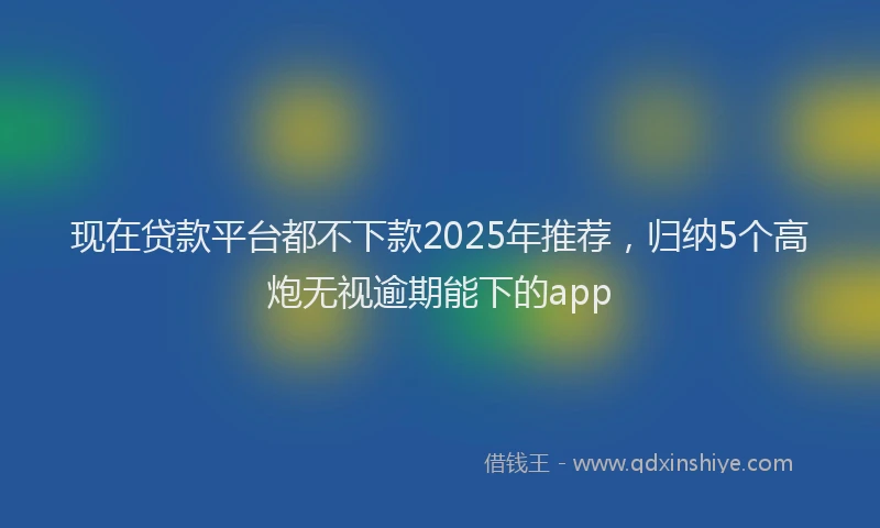 现在贷款平台都不下款2025年推荐，归纳5个高炮无视逾期能下的app