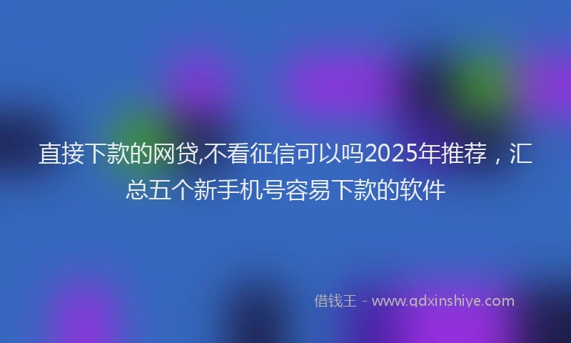 直接下款的网贷,不看征信可以吗2025年推荐，汇总五个新手机号容易下款的软件