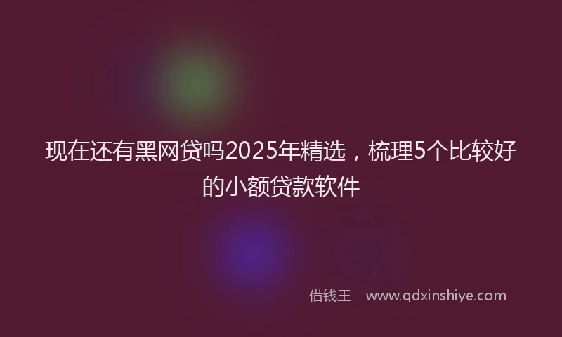 现在还有黑网贷吗2025年精选，梳理5个比较好的小额贷款软件