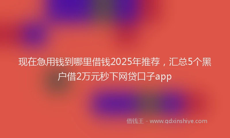 现在急用钱到哪里借钱2025年推荐，汇总5个黑户借2万元秒下网贷口子app