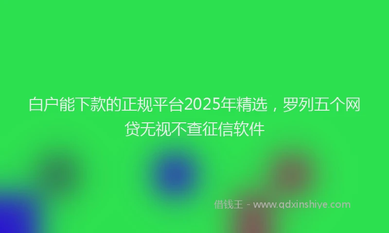 白户能下款的正规平台2025年精选，罗列五个网贷无视不查征信软件