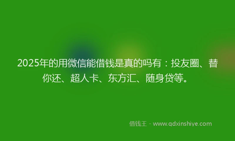 2025年的用微信能借钱是真的吗有：投友圈、替你还、超人卡、东方汇、随身贷等。