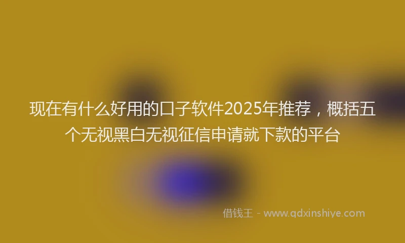现在有什么好用的口子软件2025年推荐，概括五个无视黑白无视征信申请就下款的平台