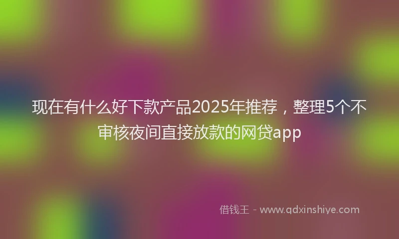 现在有什么好下款产品2025年推荐，整理5个不审核夜间直接放款的网贷app