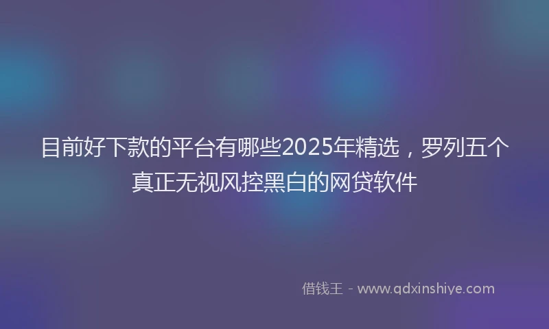 目前好下款的平台有哪些2025年精选，罗列五个真正无视风控黑白的网贷软件