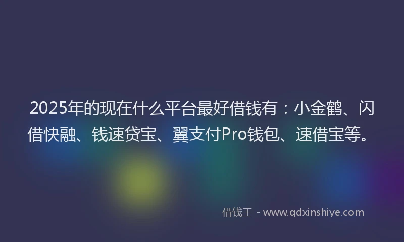2025年的现在什么平台最好借钱有：小金鹤、闪借快融、钱速贷宝、翼支付Pro钱包、速借宝等。