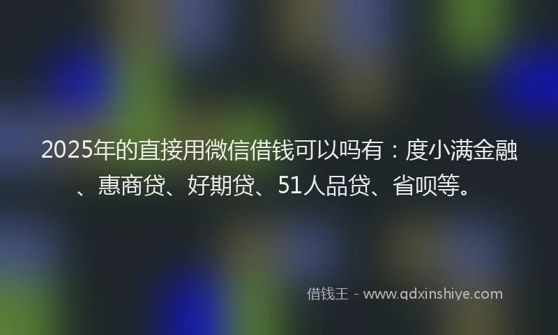 2025年的直接用微信借钱可以吗有：度小满金融、惠商贷、好期贷、51人品贷、省呗等。
