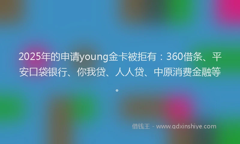 2025年的申请young金卡被拒有：360借条、平安口袋银行、你我贷、人人贷、中原消费金融等。