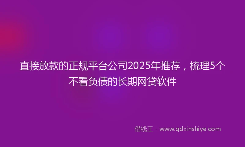 直接放款的正规平台公司2025年推荐，梳理5个不看负债的长期网贷软件