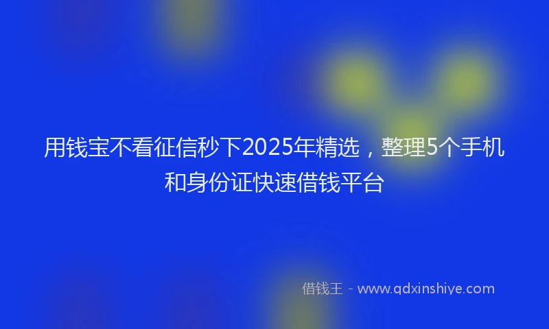 用钱宝不看征信秒下2025年精选，整理5个手机和身份证快速借钱平台