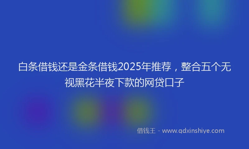 白条借钱还是金条借钱2025年推荐，整合五个无视黑花半夜下款的网贷口子