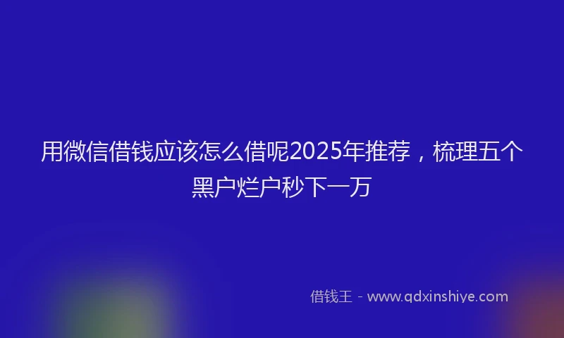 用微信借钱应该怎么借呢2025年推荐，梳理五个黑户烂户秒下一万