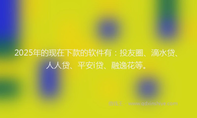 2025年的现在下款的软件有：投友圈、滴水贷、人人贷、平安i贷、融逸花等。
