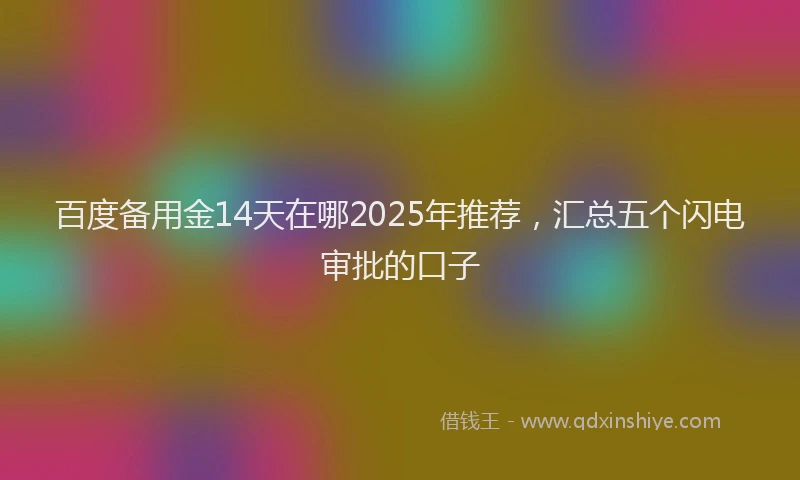 百度备用金14天在哪2025年推荐，汇总五个闪电审批的口子