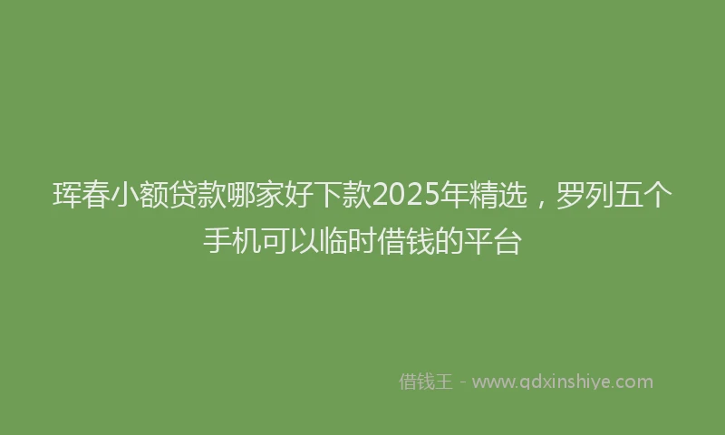 珲春小额贷款哪家好下款2025年精选，罗列五个手机可以临时借钱的平台