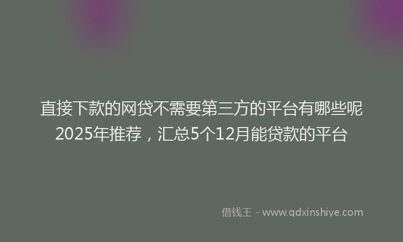 直接下款的网贷不需要第三方的平台有哪些呢2025年推荐，汇总5个12月能贷款的平台
