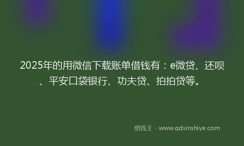 2025年的用微信下载账单借钱有：e微贷、还呗、平安口袋银行、功夫贷、拍拍贷等。