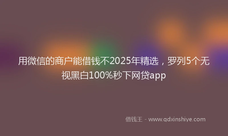 用微信的商户能借钱不2025年精选，罗列5个无视黑白100%秒下网贷app