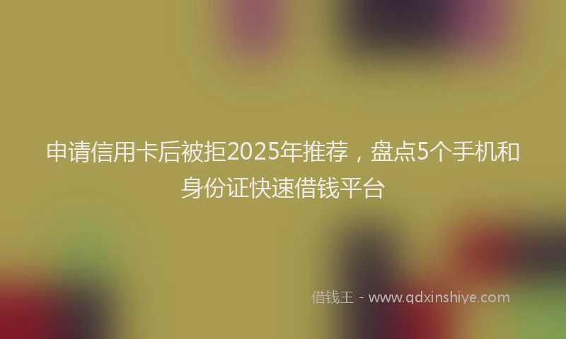 申请信用卡后被拒2025年推荐，盘点5个手机和身份证快速借钱平台