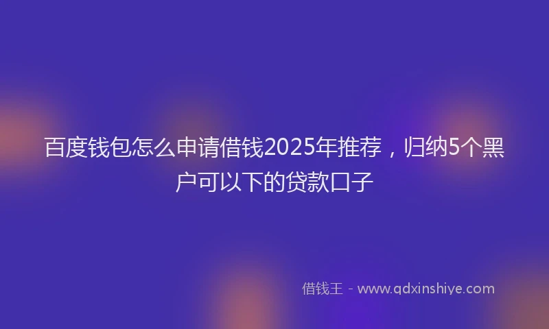 百度钱包怎么申请借钱2025年推荐，归纳5个黑户可以下的贷款口子