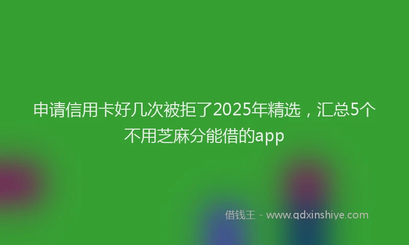 申请信用卡好几次被拒了2025年精选，汇总5个不用芝麻分能借的app