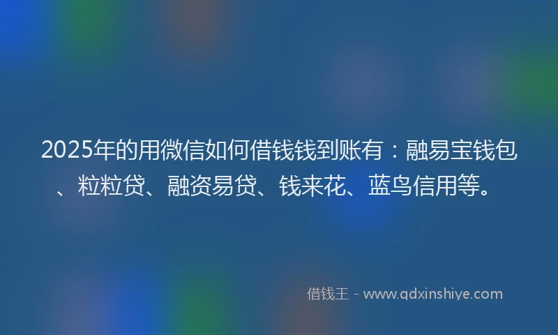 2025年的用微信如何借钱钱到账有：融易宝钱包、粒粒贷、融资易贷、钱来花、蓝鸟信用等。