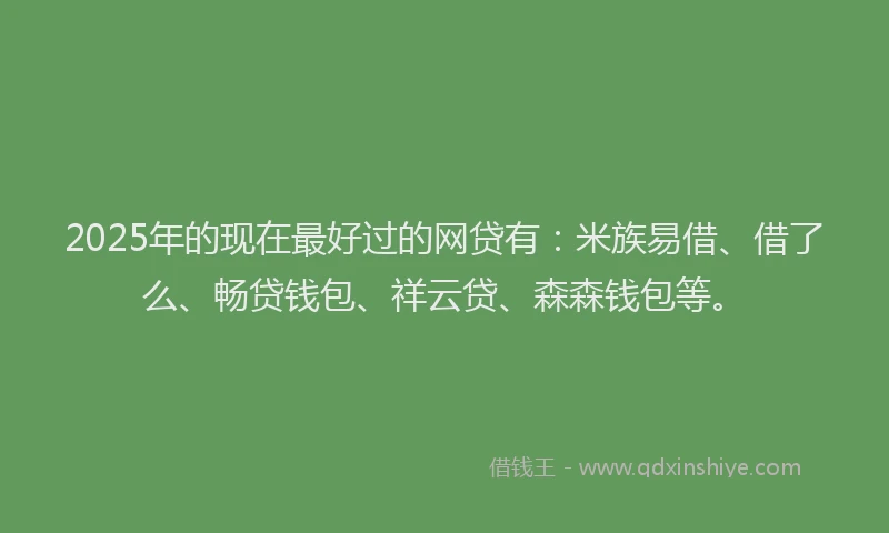 2025年的现在最好过的网贷有：米族易借、借了么、畅贷钱包、祥云贷、森森钱包等。
