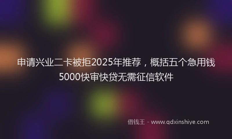 申请兴业二卡被拒2025年推荐，概括五个急用钱5000快审快贷无需征信软件