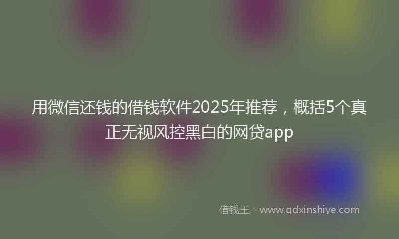 用微信还钱的借钱软件2025年推荐，概括5个真正无视风控黑白的网贷app