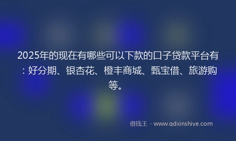 2025年的现在有哪些可以下款的口子贷款平台有：好分期、银杏花、橙丰商城、甄宝借、旅游购等。