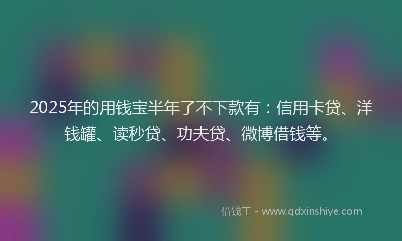 2025年的用钱宝半年了不下款有：信用卡贷、洋钱罐、读秒贷、功夫贷、微博借钱等。