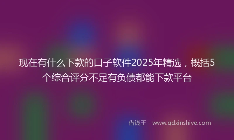 现在有什么下款的口子软件2025年精选，概括5个综合评分不足有负债都能下款平台