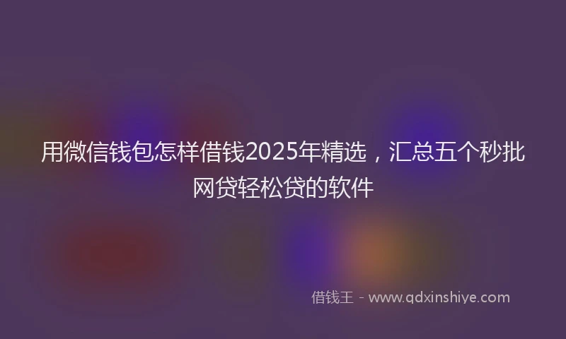 用微信钱包怎样借钱2025年精选，汇总五个秒批网贷轻松贷的软件