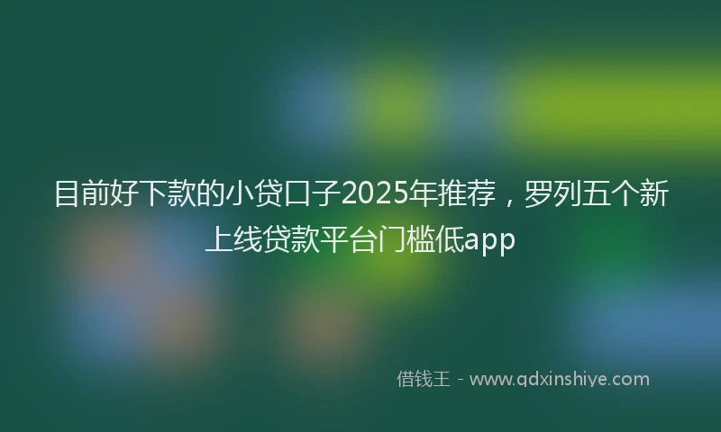 目前好下款的小贷口子2025年推荐，罗列五个新上线贷款平台门槛低app