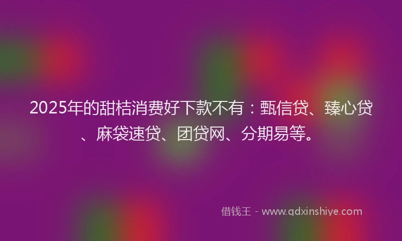 2025年的甜桔消费好下款不有：甄信贷、臻心贷、麻袋速贷、团贷网、分期易等。
