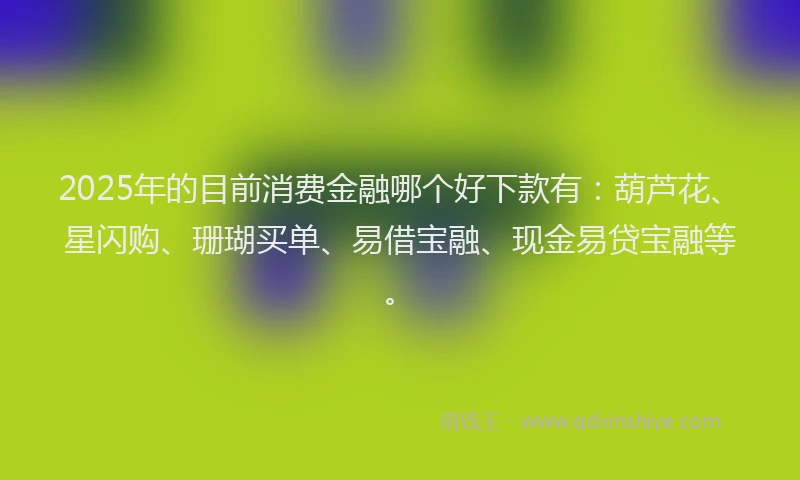 2025年的目前消费金融哪个好下款有：葫芦花、星闪购、珊瑚买单、易借宝融、现金易贷宝融等。