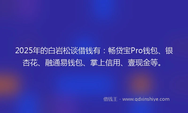 2025年的白岩松谈借钱有：畅贷宝Pro钱包、银杏花、融通易钱包、掌上信用、壹现金等。