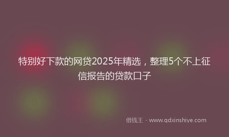 特别好下款的网贷2025年精选，整理5个不上征信报告的贷款口子
