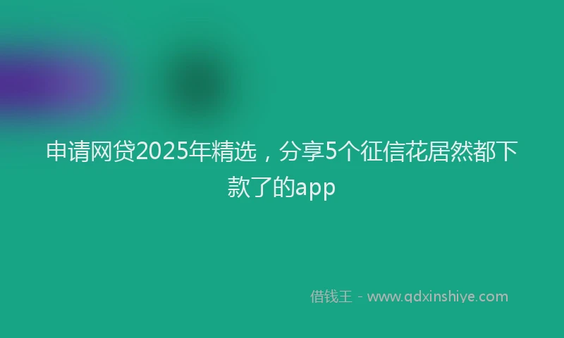 申请网贷2025年精选，分享5个征信花居然都下款了的app