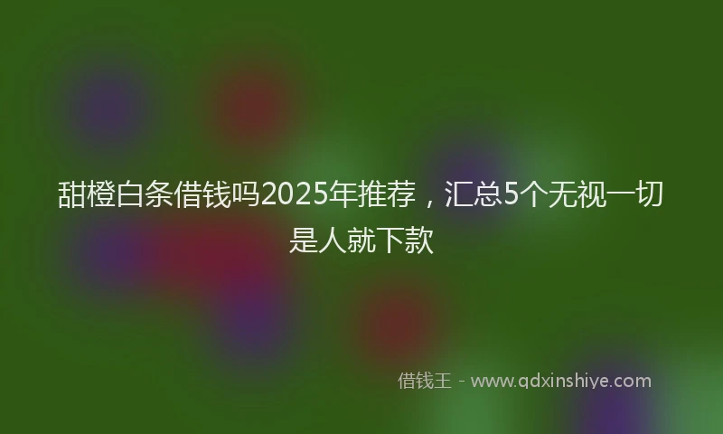 甜橙白条借钱吗2025年推荐，汇总5个无视一切是人就下款