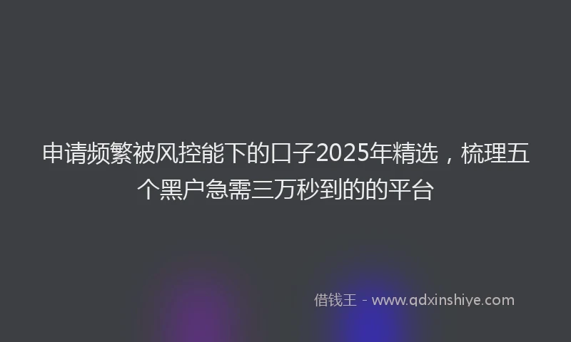 申请频繁被风控能下的口子2025年精选，梳理五个黑户急需三万秒到的的平台