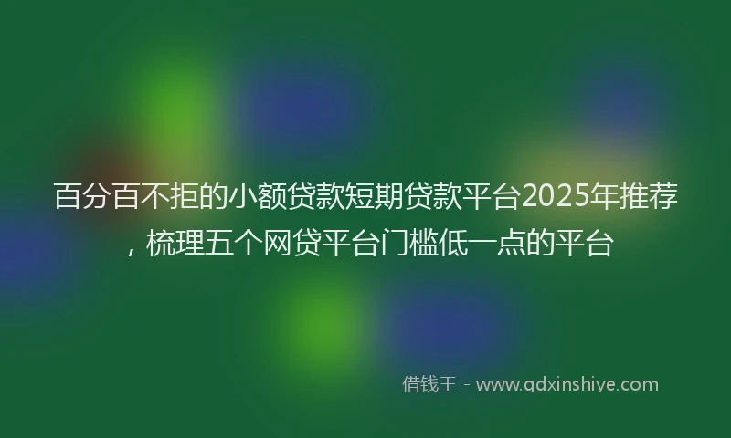 百分百不拒的小额贷款短期贷款平台2025年推荐，梳理五个网贷平台门槛低一点的平台