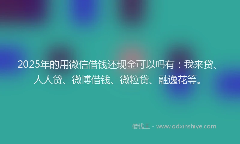 2025年的用微信借钱还现金可以吗有：我来贷、人人贷、微博借钱、微粒贷、融逸花等。
