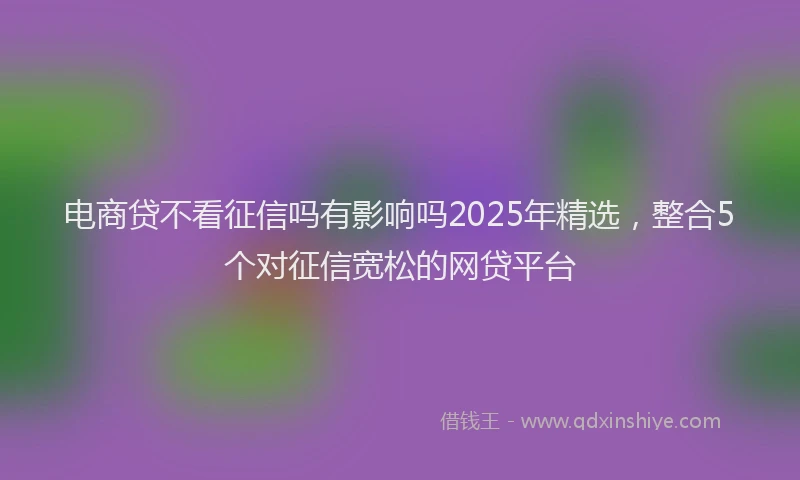 电商贷不看征信吗有影响吗2025年精选，整合5个对征信宽松的网贷平台
