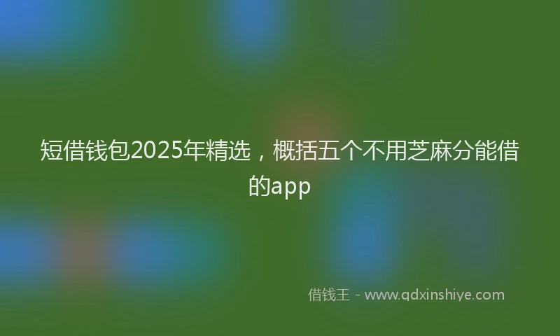 短借钱包2025年精选，概括五个不用芝麻分能借的app