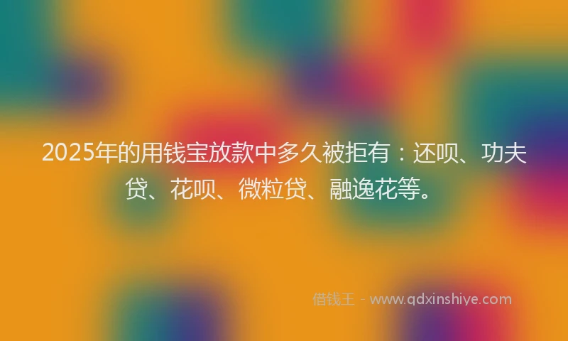 2025年的用钱宝放款中多久被拒有：还呗、功夫贷、花呗、微粒贷、融逸花等。