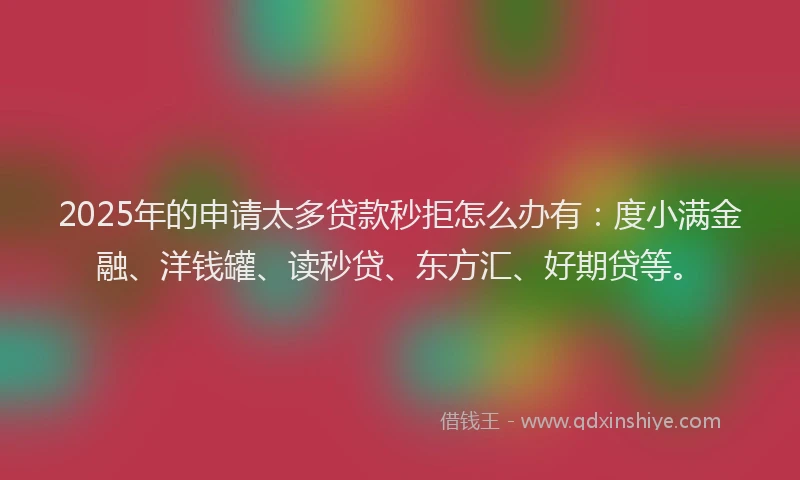 2025年的申请太多贷款秒拒怎么办有：度小满金融、洋钱罐、读秒贷、东方汇、好期贷等。