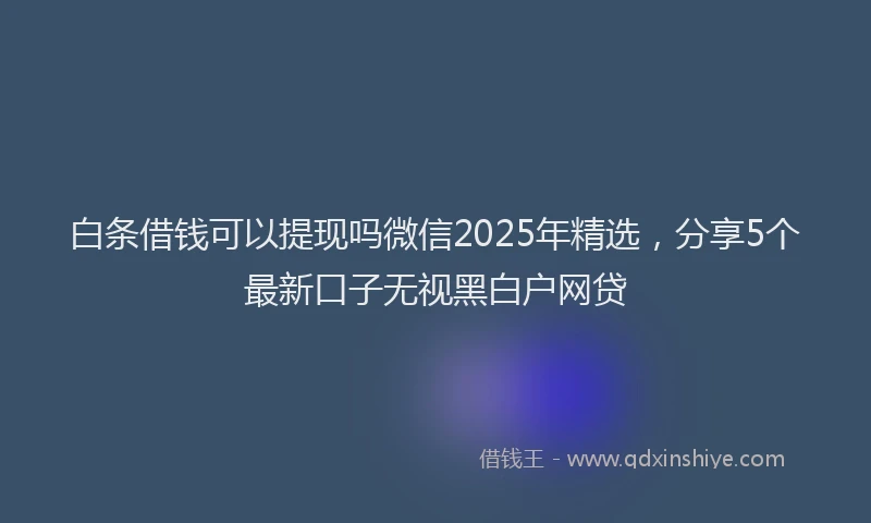 白条借钱可以提现吗微信2025年精选，分享5个最新口子无视黑白户网贷
